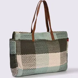 avaasa Women Checked Tote Bag image 2