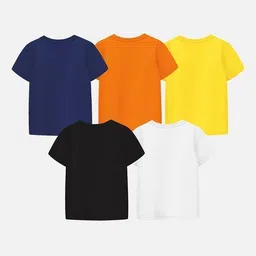 trampoline Pack of 5 Typographic Print Round-Neck T-Shirts image 2