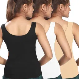 alba Pack of 3 Cotton Scoop-Neck Camisoles image 2