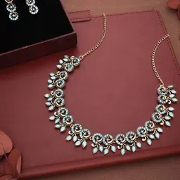 brado jewellery Women Pack Of 3 Stone Studded Necklace And Earrings Set           image 2