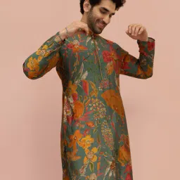 kisah Men Floral Regular Fit Long Kurta image 2