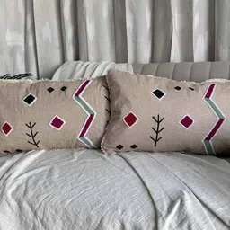 export house Set of 5 Embroidered Cushion Covers with Stitch Detail image 2