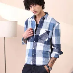 campus sutra Men Checked Oversized Fit Shirt image 2