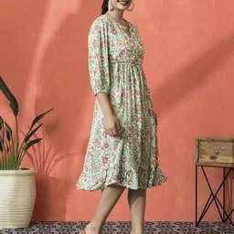 nyrika Women Floral Print A-Line Dress image 2