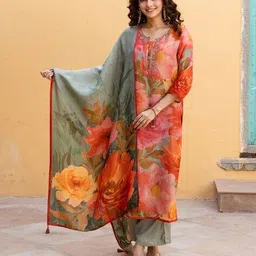 ishin Women Embroidery Straight Kurta Set image 2