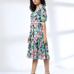 fig for trends select Women Floral Print Fit & Flare Dress image 2
