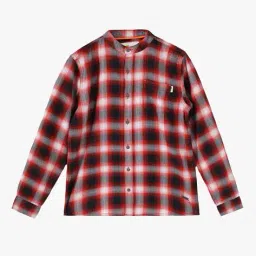 point cove Boys Checked Slim Fit Hooded Shirt with Patch Pocket image 2