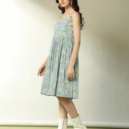 indie picks Sanganer Handblock Print Cotton Strappy Dress image 2