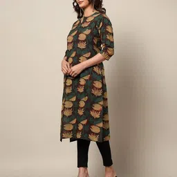 indie picks Sanganer Handblock Print Cotton Kurta with Pocket image 2
