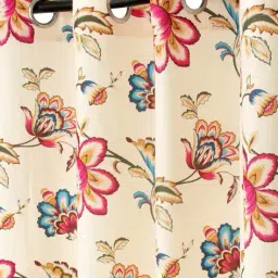 cortina eyelet curtain Set of 2 Floral Print Window Curtain image 2