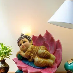 nayra handicrafts Decorative Lotus Monk Showpiece image 2