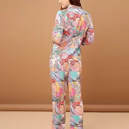 amarasha Women Leaf Print Shirt & Pyjamas Set image 2