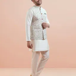 kisah Men Printed Mid Kurta Nehru Jacket Trouser Set image 2