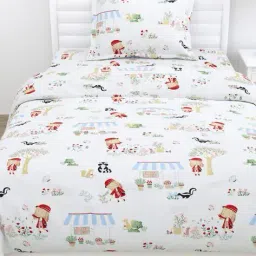 haus & kinder 210 TC Printed Single Bedsheet with Pillow Cover image 2