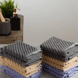 nautica Set of 12 Ribbed Cotton Face Towels 12" x 12" image 2
