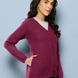 muhuratam Women Knitted Button-Down Woolen Cardigan image 2