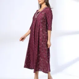 avaasa set Women Floral Print A-Line Dress image 2