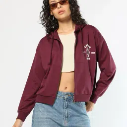 buda jeans co Typographic Print Oversized Zip-Front Sweatshirt image 2