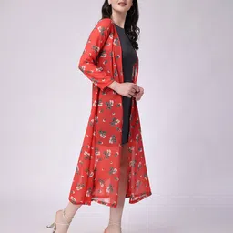 scorpius Women Floral Print Front-Open Shrug image 3