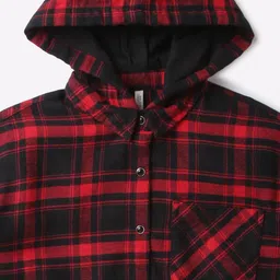 lee cooper Checked Button-Down Shirt with Hoodie image 3