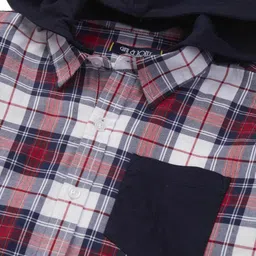 gini and jony Boys Checked Oversized Hooded Shirt image 3