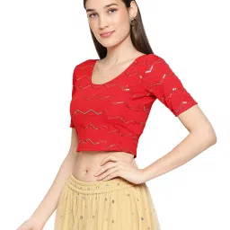 salwar studio Embellished Round-Neck Blouse image 3