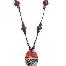 aakriti art creations Women Handpainted Tribal Necklace image 3