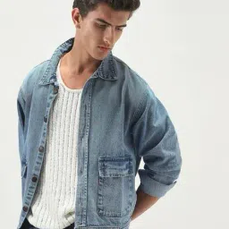 urbano fashion Men Relaxed Fit Denim Jacket with Flap Pockets image 3