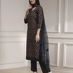 biba Women Floral Print 3-Piece Unstitched Dress Material image 3