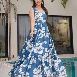 nyrika Women Floral Print Anarkali Gown Kurti image 3