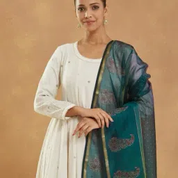 fabindia  Women Floral Print Dupatta with Tassels image 3