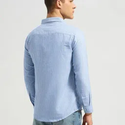 mischief monkey Men Striped Regular Fit Cotton Shirt image 3