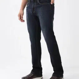 monte carlo Men Lightly-Washed Bootcut Jeans with Fly-Button Closure image 3