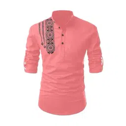 folgen Men Regular Fit Short Kurta with Mandarin Collar image 3