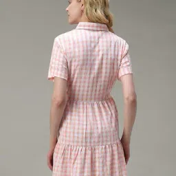 outzidr global Women Checked Shirt Dress image 3