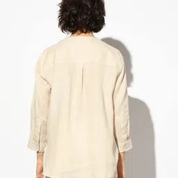 proearth by azorte Pure Linen Band Collared Shirt image 3