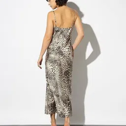 outryt by azorte Animal Print Satin Slip Dress image 3