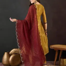 kvs fab Women Embroidered Straight Kurta Set with Dupatta image 3