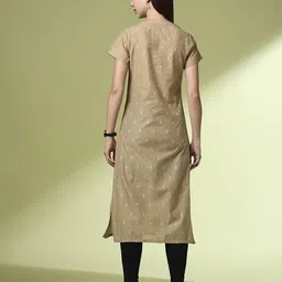 acai Women Ikat Round-Neck Straight Kurta image 3