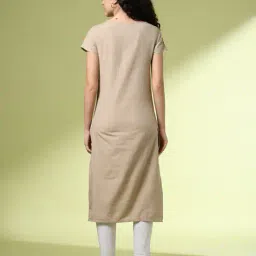 acai Women Embroidered Yoke Straight Kurta image 3