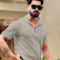 hoodler Men Regular Fit Polo T-Shirt with Zipper image 3