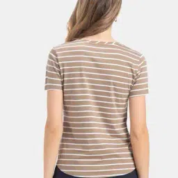 jockey Women Striped Relaxed Fit Round-Neck T-Shirt image 3