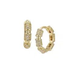 carlton london Women Gold-Plated Cubic Zirconia-Studded Hoops image 3