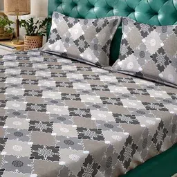 klotthe 400 TC Printed Double King-Size Bedsheet with Pillow Covers image 3