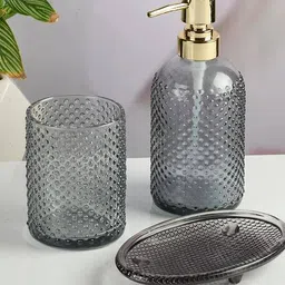 kookee Set of 3 Glass Bathroom Accessories image 3