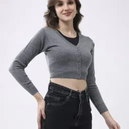 monte carlo Women V-Neck Cardigan with Button Closure image 3