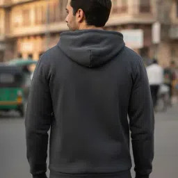 indiclub Men Regular Fit Hoodie with Kangaroo Pocket image 3