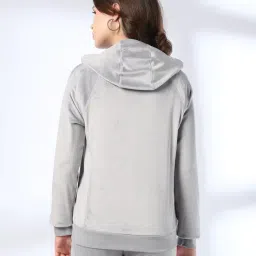 teamspirit Cut and sew velour hooded jack, grey, xs image 3