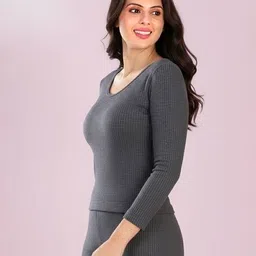 lux inferno Women Ribbed Thermal Top image 3