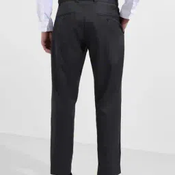 the indian garage co Men Regular Fit Flat-Front Trousers image 3